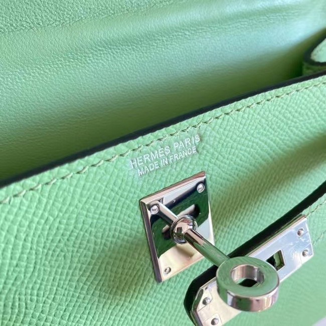 Hermes Kelly 19cm Shoulder Bags Epsom Leather KL19 Silver hardware Avocado Green