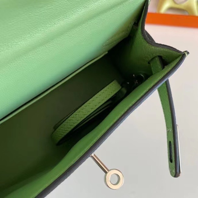 Hermes Kelly 19cm Shoulder Bags Epsom Leather KL19 Silver hardware Avocado Green