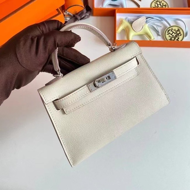 Hermes Kelly 19cm Shoulder Bags Epsom Leather KL19 Silver hardware Cream