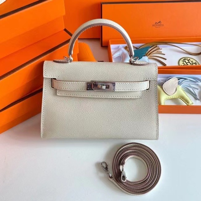 Hermes Kelly 19cm Shoulder Bags Epsom Leather KL19 Silver hardware Cream