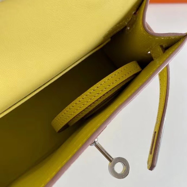Hermes Kelly 19cm Shoulder Bags Epsom Leather KL19 Silver hardware lemon