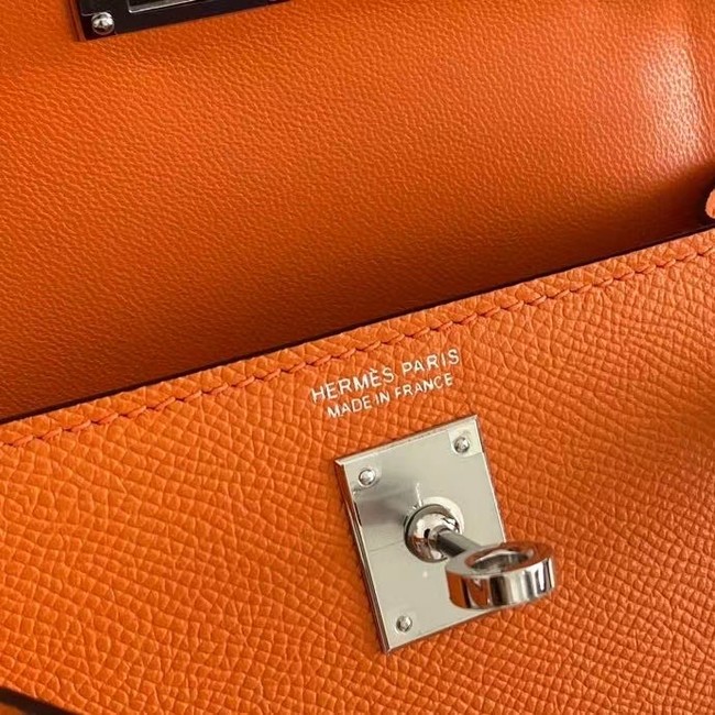 Hermes Kelly 19cm Shoulder Bags Epsom Leather KL19 Silver hardware orange