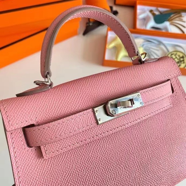 Hermes Kelly 19cm Shoulder Bags Epsom Leather KL19 Silver hardware pink