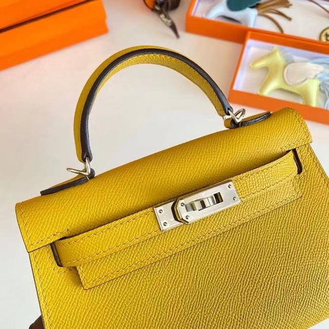 Hermes Kelly 19cm Shoulder Bags Epsom Leather KL19 Silver hardware yellow