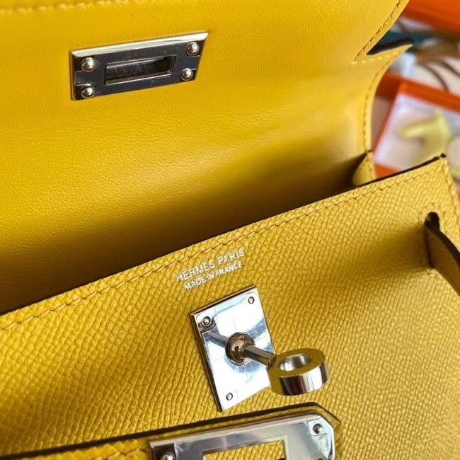 Hermes Kelly 19cm Shoulder Bags Epsom Leather KL19 Silver hardware yellow