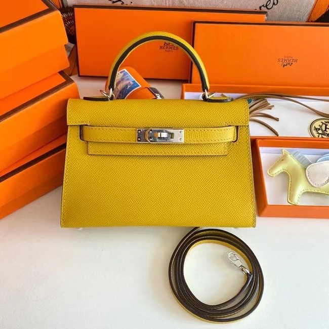 Hermes Kelly 19cm Shoulder Bags Epsom Leather KL19 Silver hardware yellow