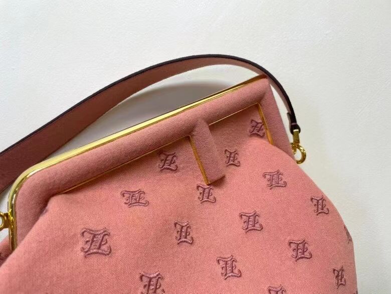 FENDI FIRST MEDIUM flannel bag with embroidery 8BP127A PINK