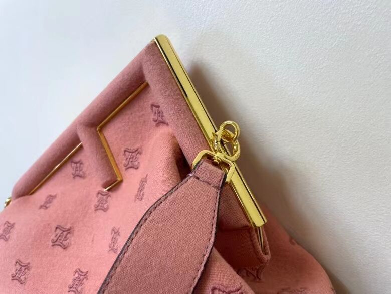 FENDI FIRST MEDIUM flannel bag with embroidery 8BP127A PINK