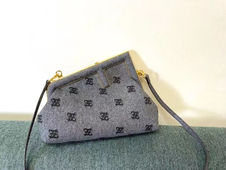 FENDI FIRST SMALL flannel bag with embroidery 8BP129A GRAY