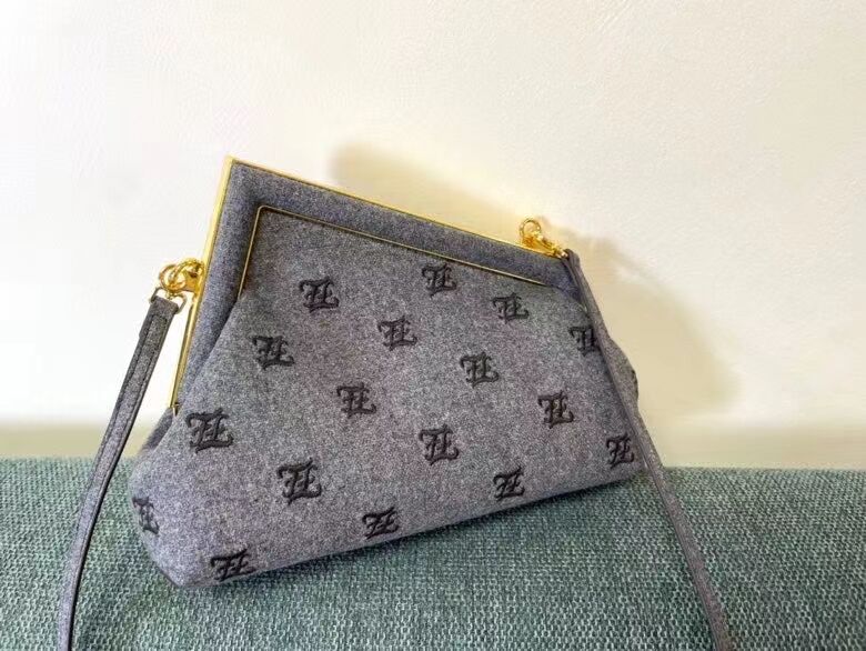 FENDI FIRST SMALL flannel bag with embroidery 8BP129A GRAY