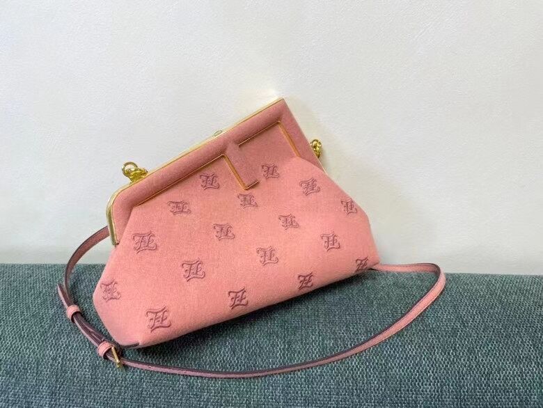 FENDI FIRST SMALL flannel bag with embroidery 8BP129A PINK