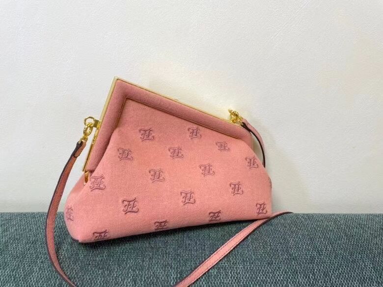 FENDI FIRST SMALL flannel bag with embroidery 8BP129A PINK