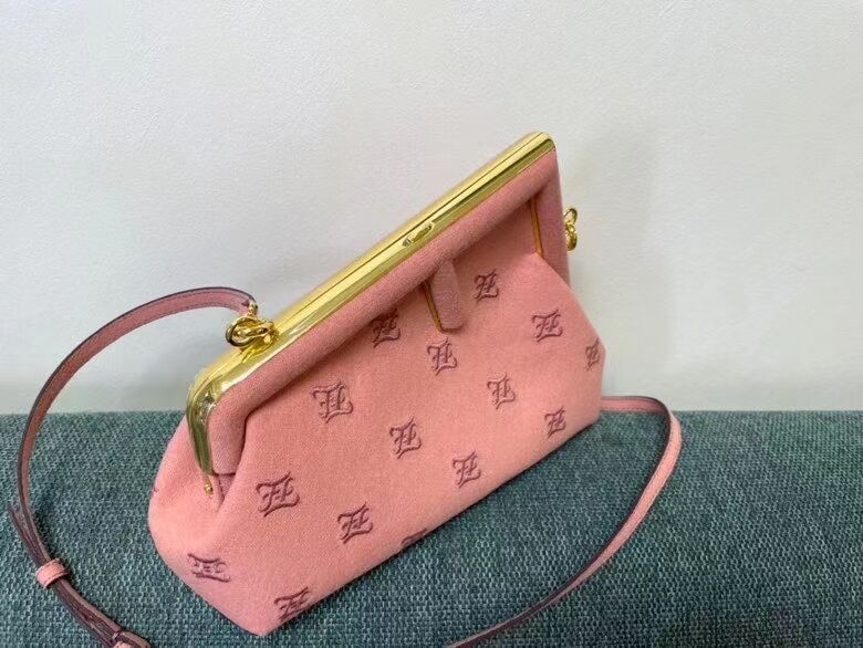 FENDI FIRST SMALL flannel bag with embroidery 8BP129A PINK