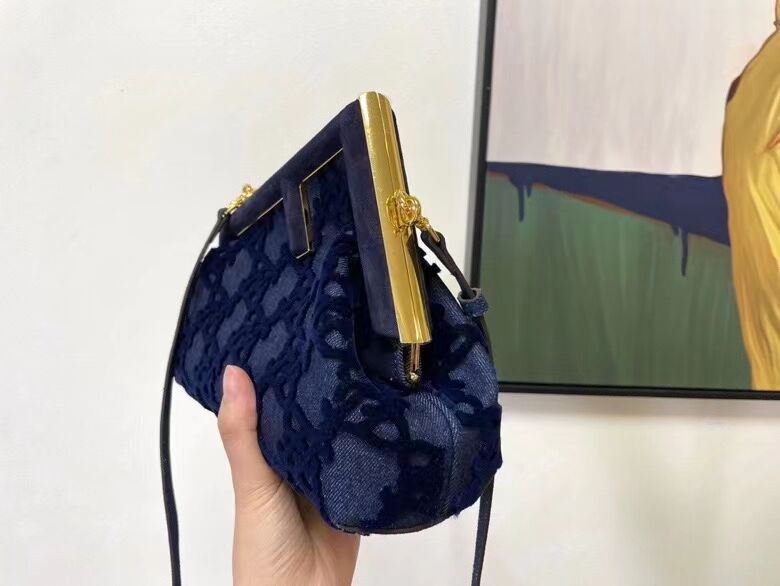 FENDI FIRST small suede bag 8BP129A blue