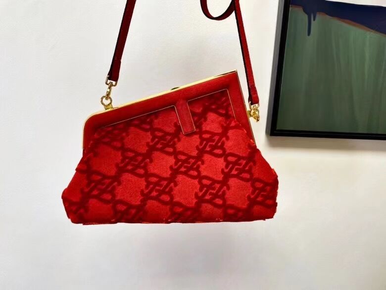 FENDI FIRST small suede bag 8BP129A red