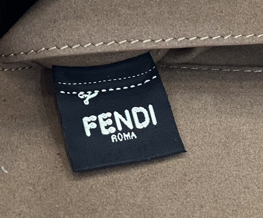 FENDI MIDI BAGUETTE CHAIN FF fabric bag 8BR793 Beige