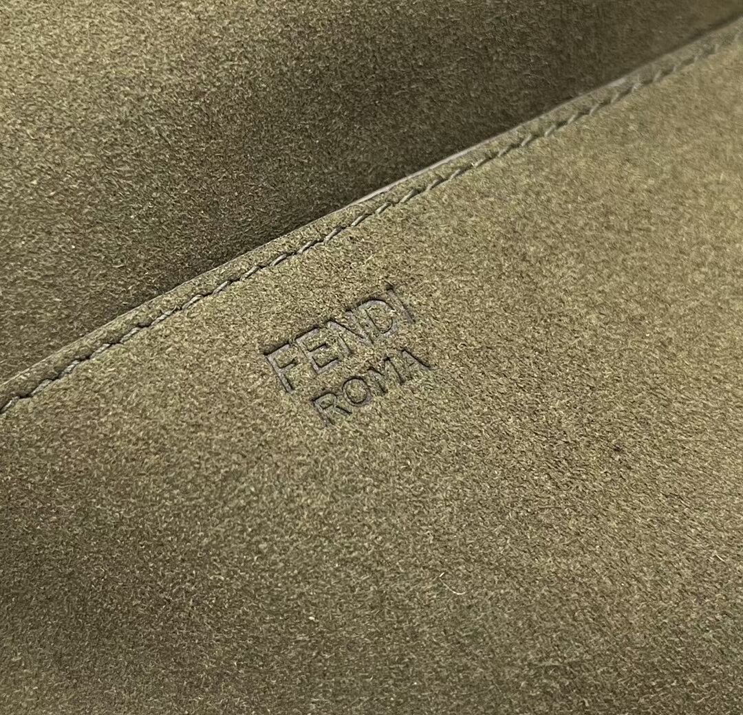 FENDI MIDI BAGUETTE CHAIN FF fabric bag 8BR793 Green