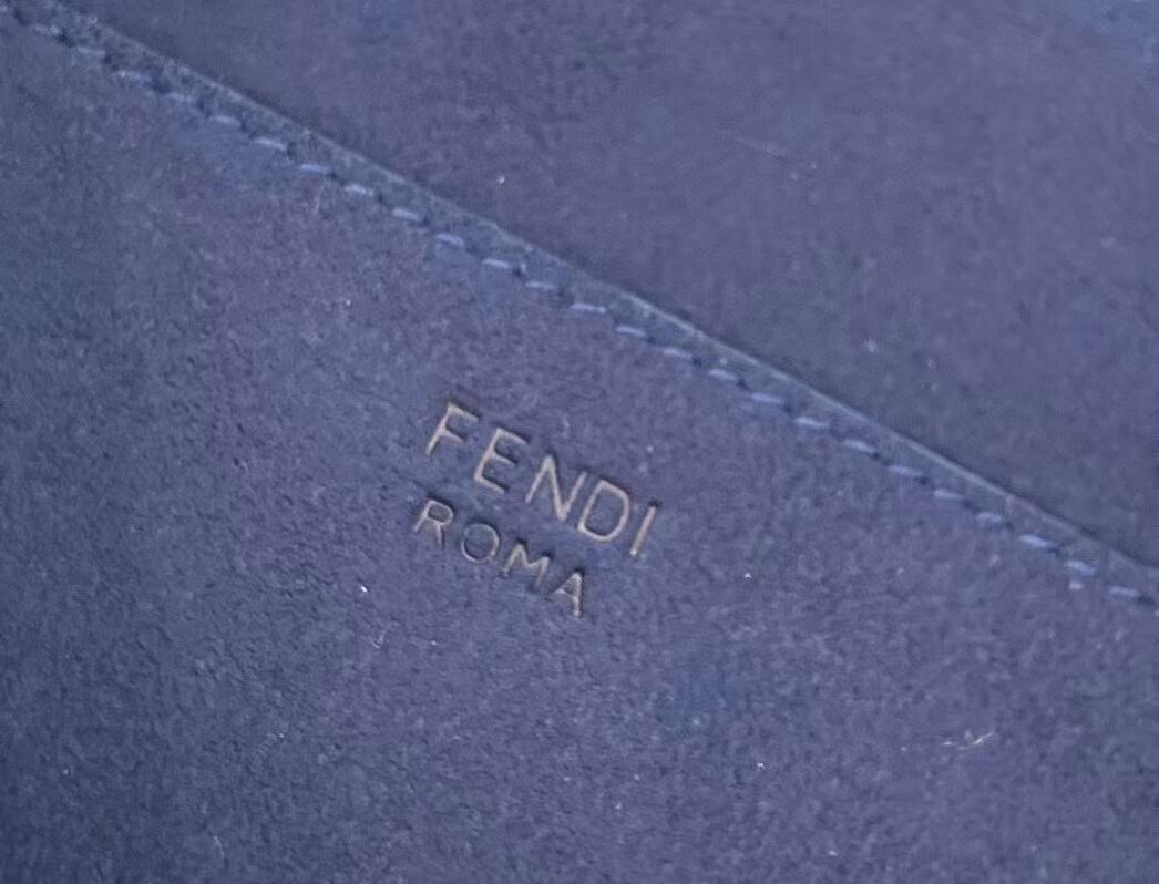 FENDI MIDI BAGUETTE CHAIN FF fabric bag 8BR793 dark blue