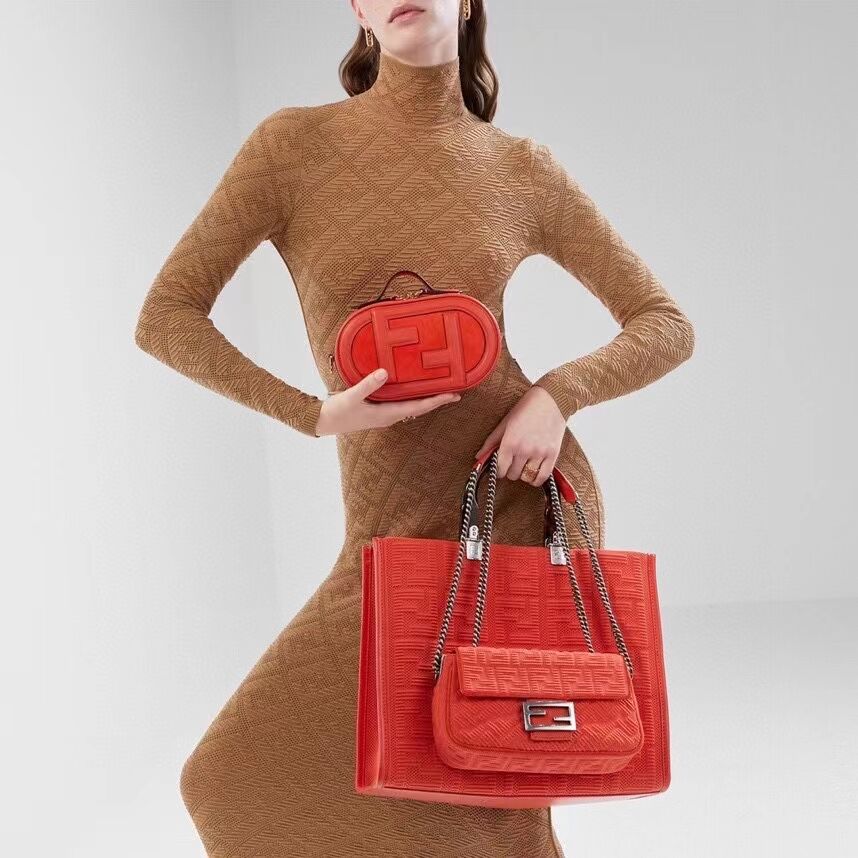 FENDI MINI CAMERA CASE leather and suede mini-bag 8BS058AH red