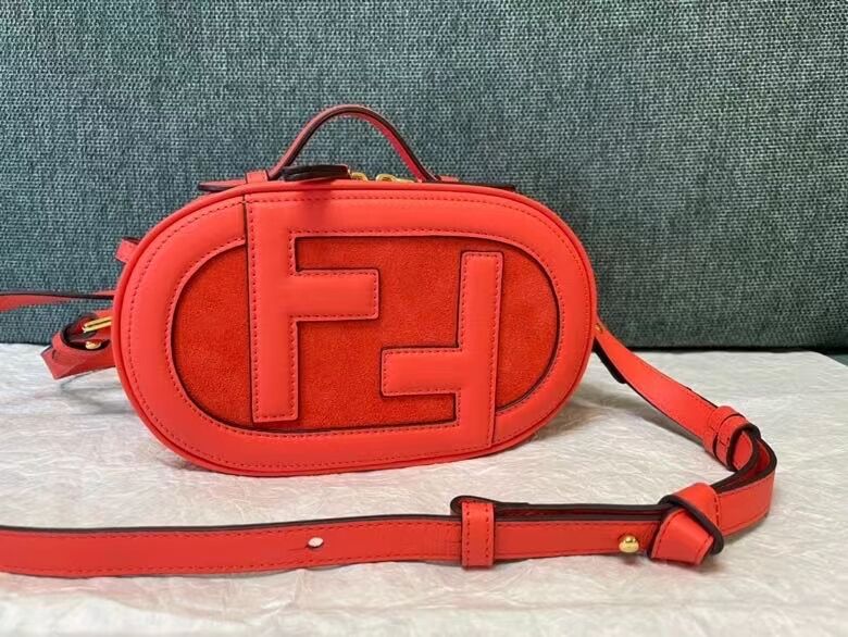 FENDI MINI CAMERA CASE leather and suede mini-bag 8BS058AH red