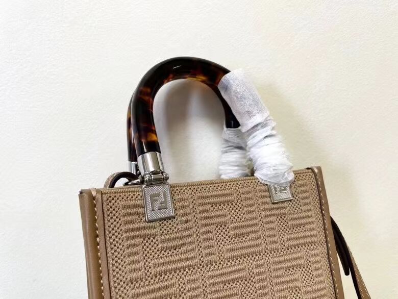 FENDI MINI SUNSHINE SHOPPER FF fabric mini-bag 8BS051AG Beige