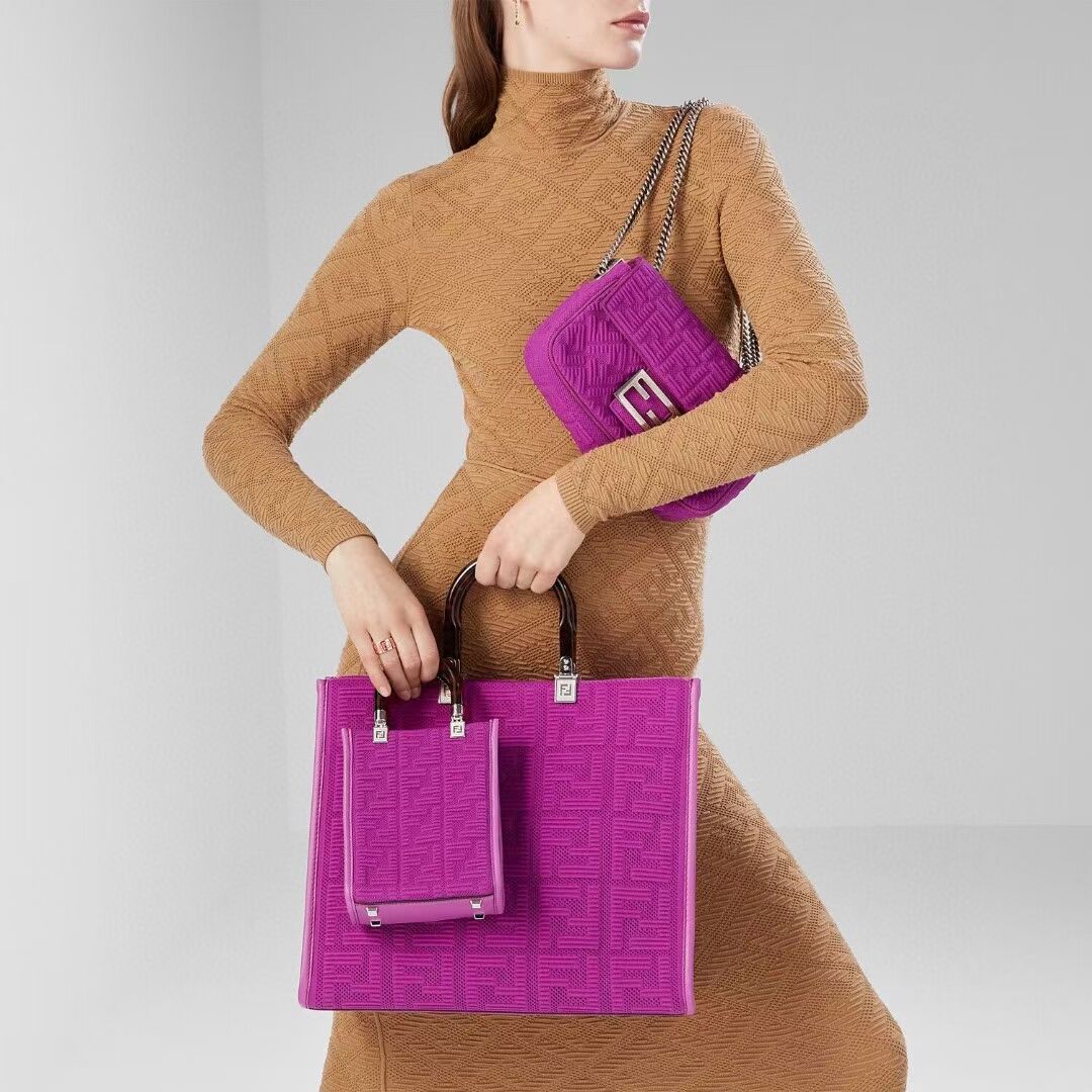 FENDI MINI SUNSHINE SHOPPER FF fabric mini-bag 8BS051AG Purple