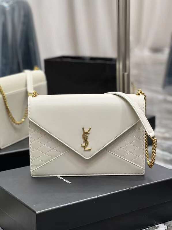 YSL GABY CHAIN BAG IN VINTAGE LAMBSKIN 668864 white