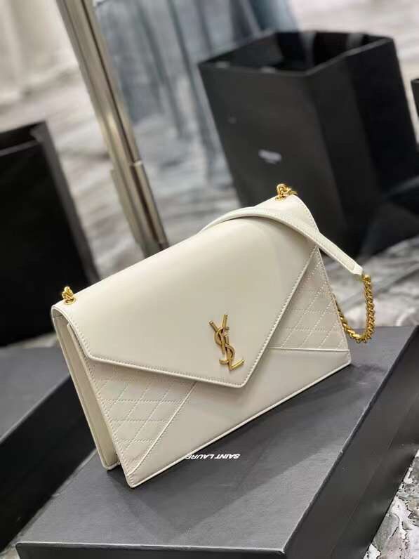 YSL GABY CHAIN BAG IN VINTAGE LAMBSKIN 668864 white