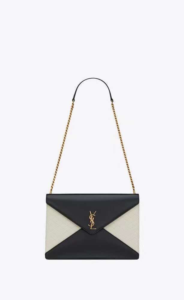 YSL GABY CHAIN BAG IN VINTAGE LAMBSKIN 668864 black&white