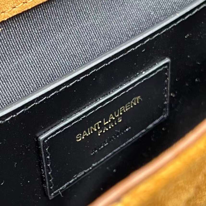 Yves Saint Laurent ENVELOPE SMALL BAG IN SUEDE AND SHEARLING 76361 brown