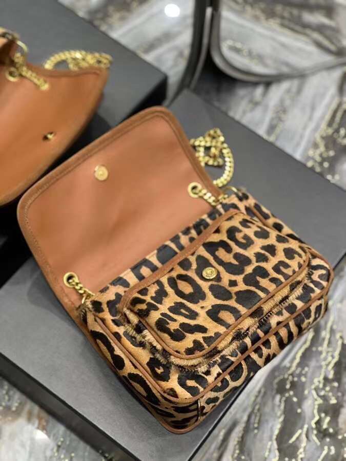 Yves Saint Laurent SMALL NIKI SMALL IN Leopard hair Y653151 BROWN