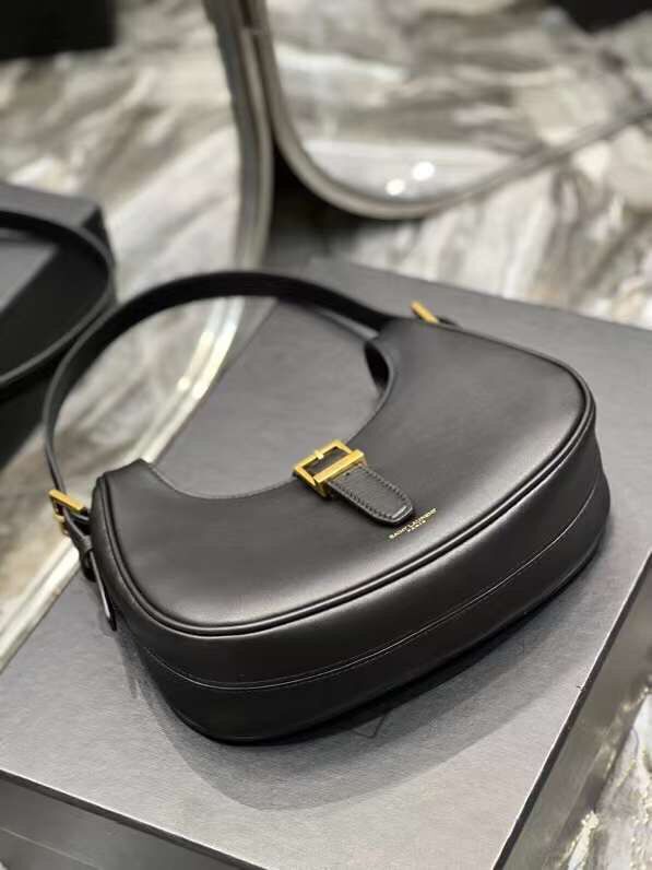 YSL LE FERMOIR HOBO BAG IN SHINY LEATHER 6726152 black