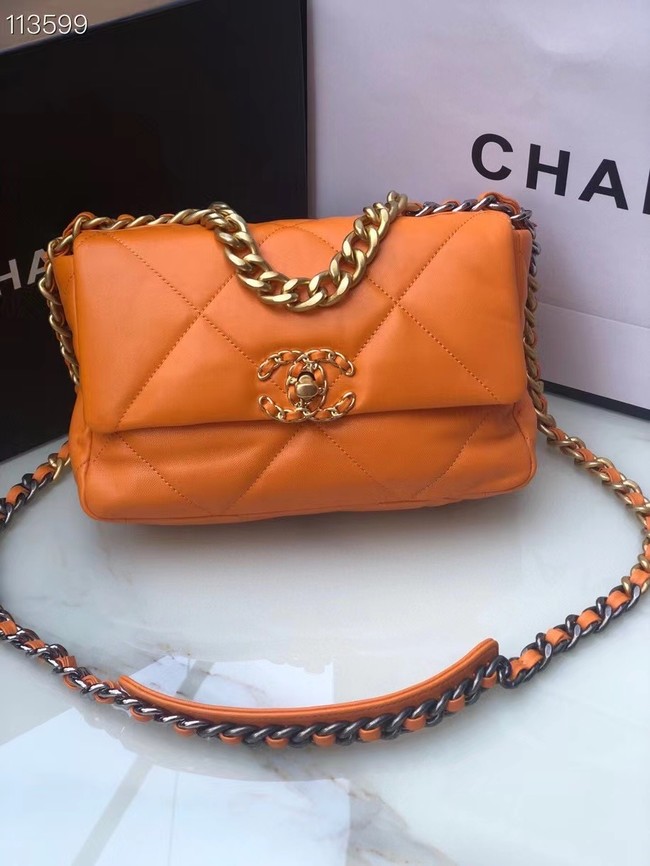 CHANEL Lambskin 19 Flap Bag AS1160 orange