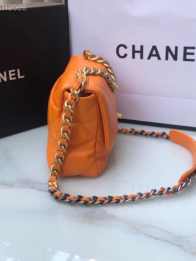 CHANEL Lambskin 19 Flap Bag AS1160 orange