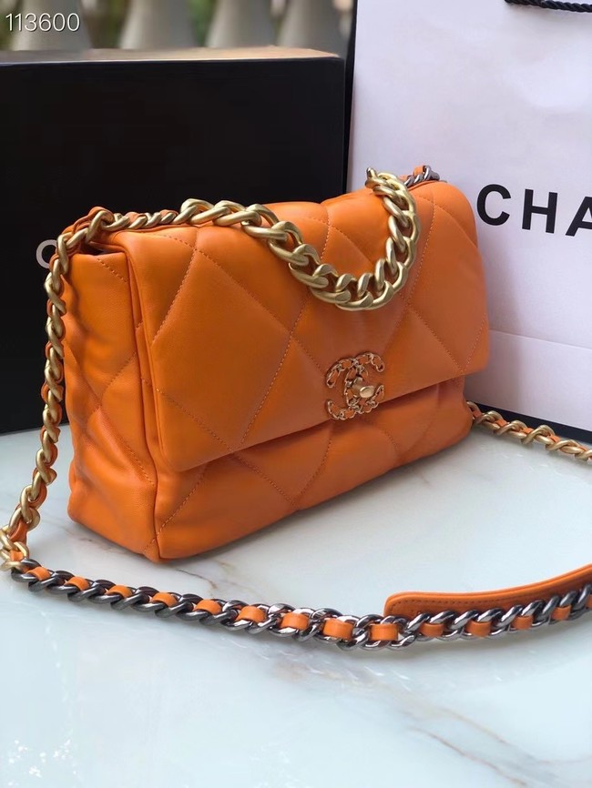 CHANEL Lambskin 19 Flap Bag AS1161 orange