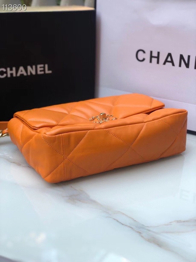 CHANEL Lambskin 19 Flap Bag AS1161 orange