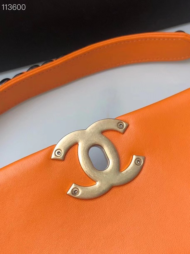 CHANEL Lambskin 19 Flap Bag AS1161 orange