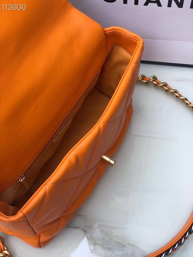 CHANEL Lambskin 19 Flap Bag AS1161 orange