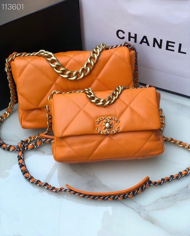 CHANEL Lambskin 19 Flap Bag AS1161 orange