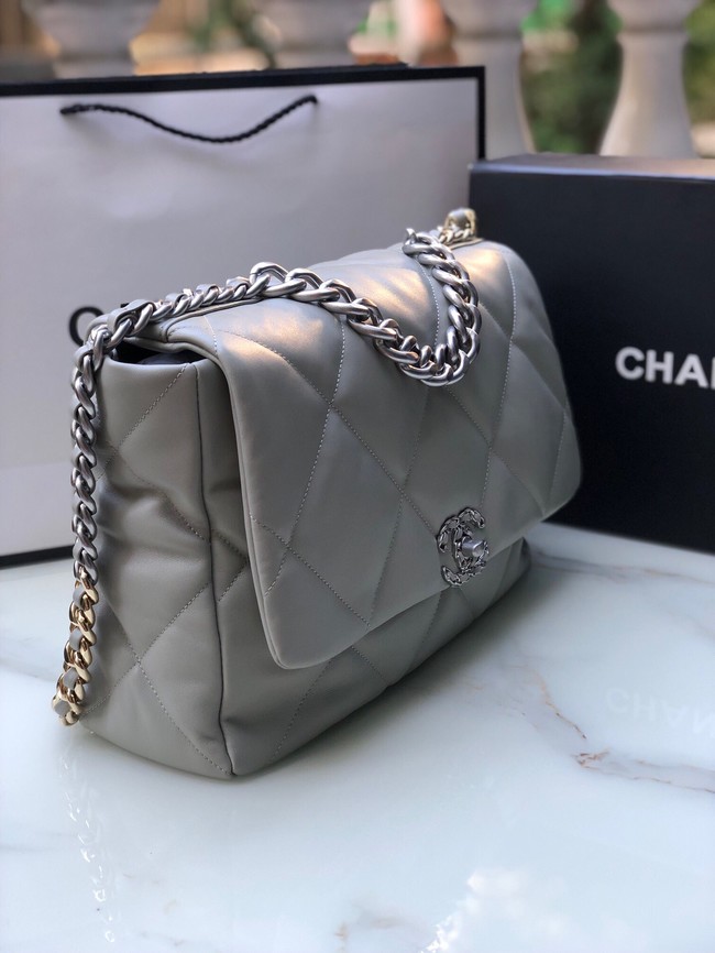 CHANEL Lambskin 19 Flap Bag AS1162 gray