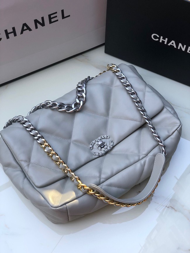 CHANEL Lambskin 19 Flap Bag AS1162 gray