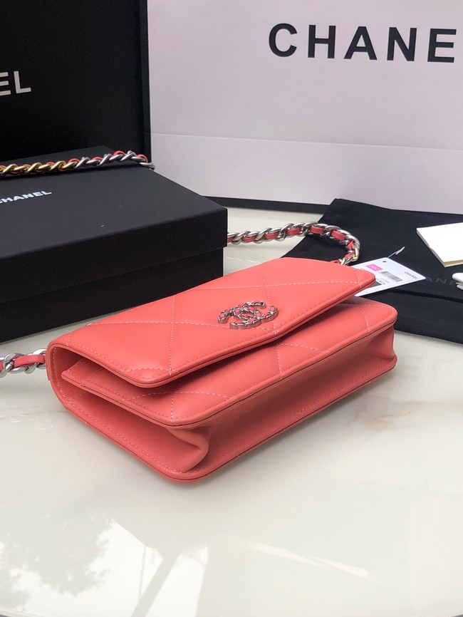 Chanel 19 Classic Sheepskin Leather Chain Wallet AP0957 cherry blossoms