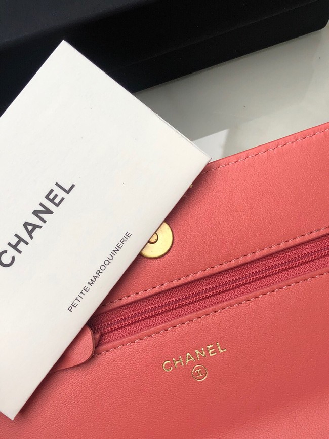 Chanel 19 Classic Sheepskin Leather Chain Wallet AP0957 cherry blossoms