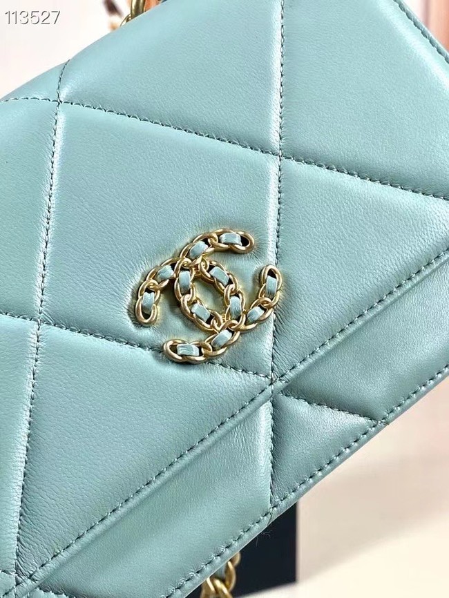 Chanel 19 Classic Sheepskin Leather Chain Wallet AP0957 sky blue