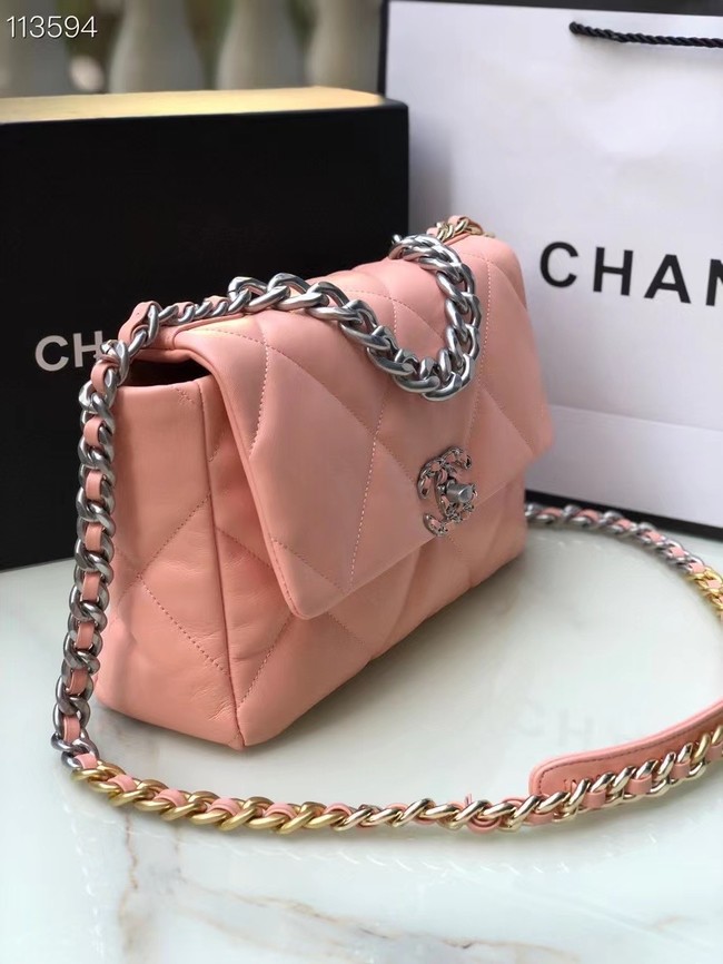 CHANEL Lambskin 19 Flap Bag AS1160 AS1161 light pink