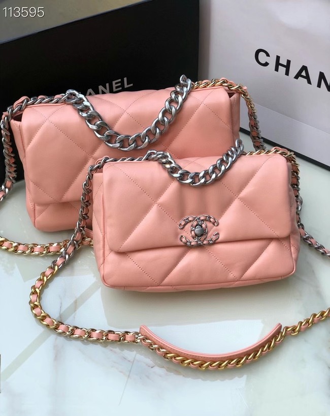 CHANEL Lambskin 19 Flap Bag AS1160 AS1161 light pink