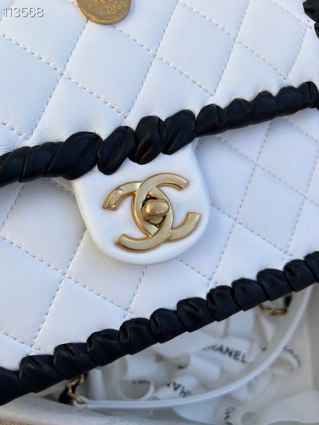 Chanel Classic Flap Shoulder Bag Original Sheepskin leather AS6075 white