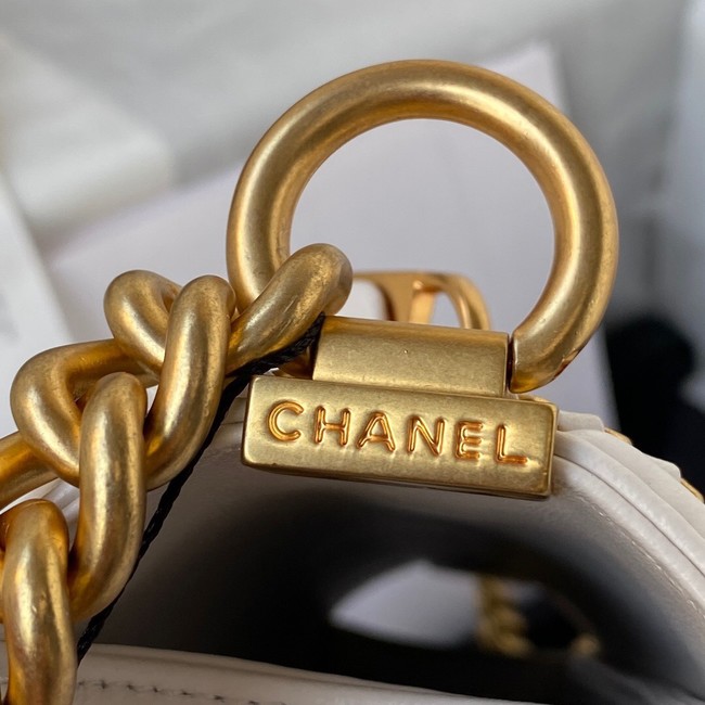 BOY CHANEL HANDBAG Gold-Tone Metal A67086 WHITE