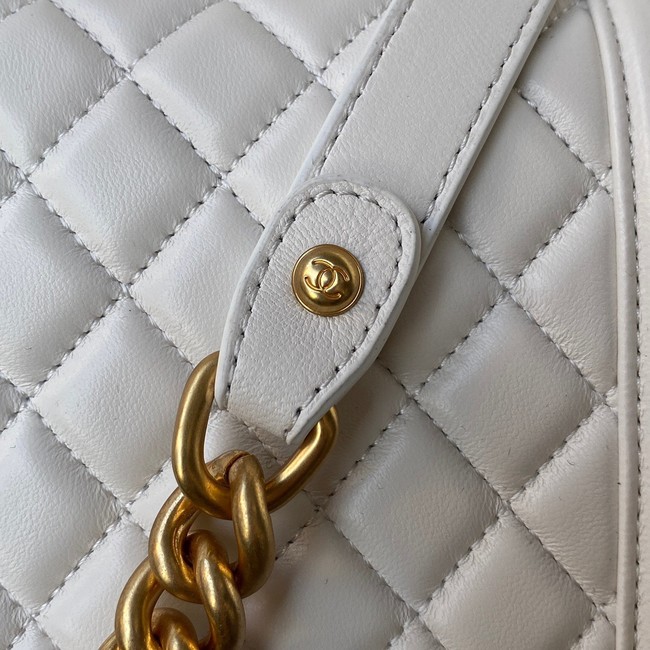 BOY CHANEL HANDBAG Gold-Tone Metal A67086 WHITE