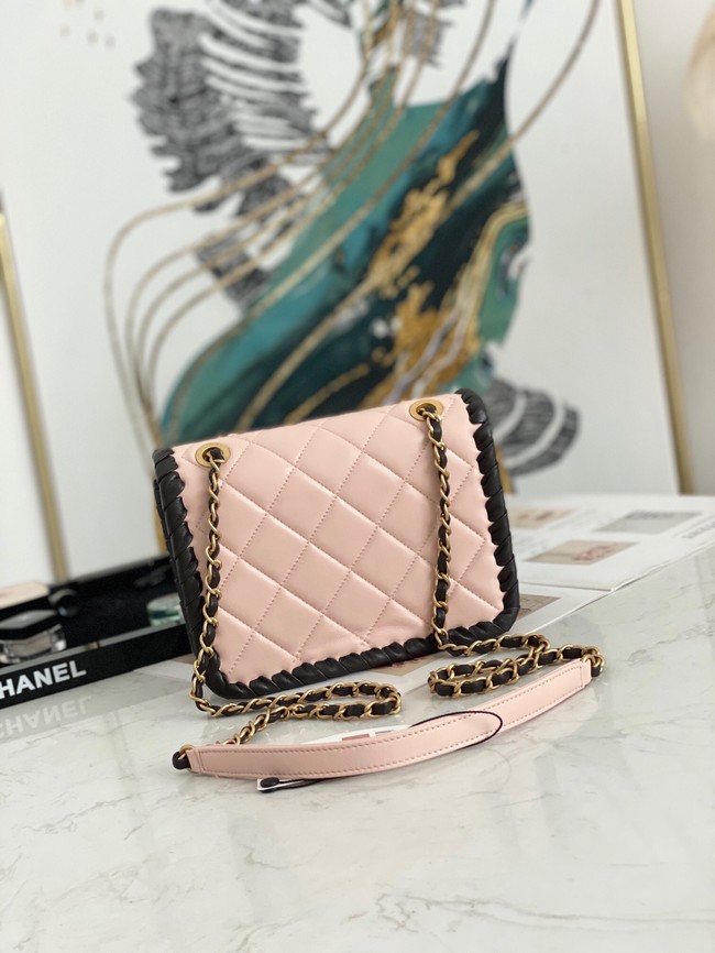 Chanel 22C New Woven Piping Square Original Leather Bag AS2495 PINK